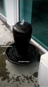 S82 Feng Shui 2ft Round Water Pond Pot Fountain Kolam Air Sandstone Garden Water Feature Fish Waterfall Home