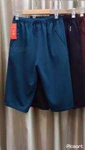 กางเกงสีพื้นขา4ส่วนผ้าปีเก้า 📌กางเกงคนแก่📌ผ้านุ่มใส่สบาย เอวเป็นยางยึด กระเป๋าชิปทั้งสองข้าง#339