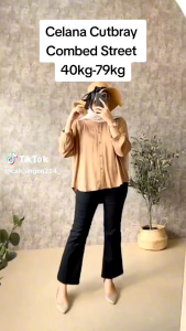 Celana Cutbray Soft Katun Twill Melar Pinggang Karet