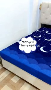 PROMO !!! SPREI HOMEMADE MOTIF STARRY NIGHT BULAN BINTANG FREE SARBAN SARGUL UK 180 x 200