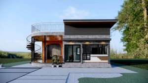 แบบโมเดิร์น 1 ชั้นมีชั้นลอยคาเฟ่