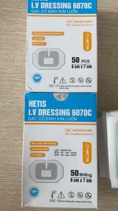 [HỘP 50C] Miếng băng gạc dán cố định kim luồn không thấm nướccó xẻ rãnh 6070C HETISBĂNG KEO DÁN KIM LUỒN HETIS