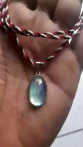 Kalung Liontin Batu Akik Kalimaya India Pelangi Tali Tridatu