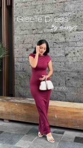 GISELLE DRESS / DRESS WANITA SHOULDER TOP PANJANG