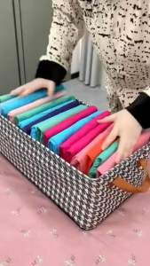 Hộp Vải Đựng Quần Áo Chia Ngăn Khung Cứng Gấp Gọn Thùng Đựng Đồ Lót Tiện Lợi 7 Ngăn