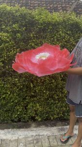 Bunga Peony Bunga Hiasan Kain Organdi Model Bunga Peony Dekorasi Pelaminan diameter 65cm