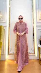 SBR INDAH Baju Dress inner outer Gamis wanita Muslimah Indah Dress 2 in 1 By Sbr Premium. Nazra Sha