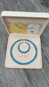 Bộ trang sức ngọc trai nuôi nước ngọt tự nhiên hạt tròn màu Xanh dương size 8ly