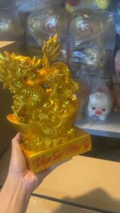 Heo đất 853 - Lợn đất rồng vàng size 17x24x11cm dùng tiết kiệm tiền trang trí quà tặng lưu niệm