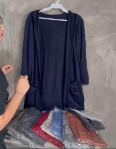 BUY ONE GET ONE Cardigan blazer with hood and pocket cotton spandex