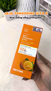 Kem Chống Nắng Pretty Skin Jeju Tangerine Vita C Brightening 365 Kem Chống Nắng Quýt Đỏ 50ml