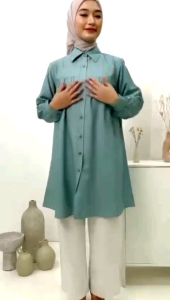 ZENNA TUNIK - Tunik Polos Polo Linen Variasi Kancing Belakang - Tunik Kondangan