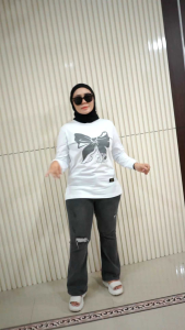 Kaos Wanita Lengan Panjang Belah Pinggir / Atasan Wanita Kekinian Trend Baru Size M L XL XXL