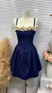Đầm 2 dây xòe bèo ngực (kèm ảnh shop chụp thật)