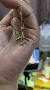 PAWNABLE 18K Saudi Fine Tauco Chain(thin)with 18K Saudi Gold Airplane Pendant(open back)