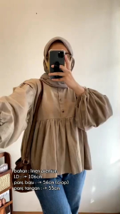 Diana Top Blouse • Blouse Lengan Balon Atasan Wanita Linen Angel Premium • Atasan Wanita Muslimah Terbaru