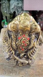 เซียมซู้🔸คางคกสามขา คาบเหรียญ 9”x8”Chinese Feng Shui Wealth Lucky Money Frog Coin Toad Home Office Decoration Good Gift
