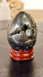 Natural Collection Peru Gold Pyrite Crystal Egg Ornament GPE07 - Decorative Stand - Home Decor Artifact - Collectible