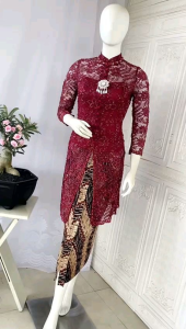 Set Kebaya Brukat Akad Nikah & Kebaya Mantel Putih