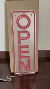 ป้ายไฟ ป้ายไฟร้าน ป้ายไฟวิ่ง ป้ายไฟopen ป้ายไฟตัวอักษร ป้ายไฟนีออน ป้ายไฟLED- OPEN ทรงตั้งสีแดง 1150บาท