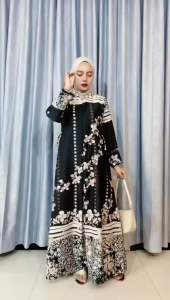 Gamis Silk Teratai Premium Grade A Motif Terbaru Elegan