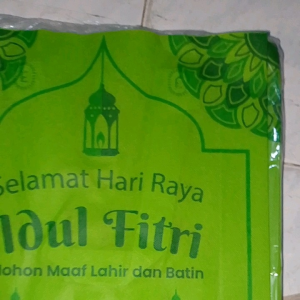 Tas Spunbond Lebaran ECOZEE HIJAU & KUNING 30x40x8 Sablon 4 SISI Idul Fitri