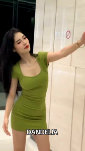 dandelia / DRESS SLIM 9090 ds / dres polos import terbaru / dress lc karoke / party dress / dress china /dress lc korean style / Dress Bodycon Slim Bell Sleeve Mini Dress Wanita Elegant