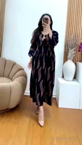 (Premium) Dress Wanita Jumbo Resleting Depan Hiasan Tali - Daster Terbaru Kekinian Busui Bahan Rayon Premium