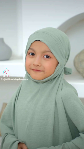 Mukena Terusan Anak Crinkle Airflow Khadijah Lajuran Anak Tanggung SD