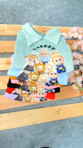 LABUBU Atasan Sweater Semi Crop Anak Perempuan Tangan Panjang dengan Gambar Viral Terbaru 2-12 tahun