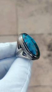 100% Natural Firus Iran nesyabur alpaka chrome ring