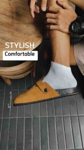 Extermal - Emiel Brown Sandal Sepatu Pria Wanita Casual Depan Tertutup Bustong Cowok Cewek Bahan Suede Beludru Coklat