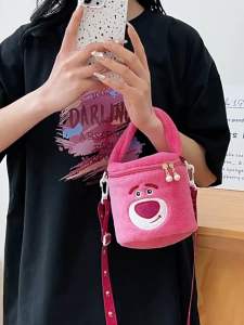 Cartoon Cartoon New Style Sanrio Plush Shoulder Strap Portable Diagonal Bag Grab Doll Plush Bag Portable Bucket Bag