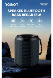 ROBOT RB120S Speaker Bluetooth 5.4 RGB Waterproof IPX7 Portable 20 Jam Putar Musik 15W Ultra Bass TWS Mode - Outdoor- Indoor (New RB120) - Garansi Resmi 1 Tahun