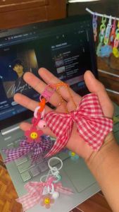 Ganci pita macaron / bagcharm / keychain pita / gantungan kunci tas (1 pcs random)