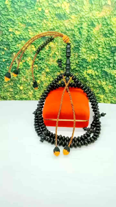 Tasbih Tijani Kayu Kelor Hitam Full Benang Rajut S80