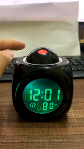 Jam Alarm Projection LCD Digital Clock Voice Thermometer - FJ3532 - Black
