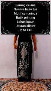Sarung celana motif samarinda batik printing warna hijau tua