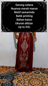 Sarung celana motif Samarinda batik printing warna merah marun