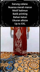Sarung Celana Motif Balimun Batik Printing Warna Merah Marun