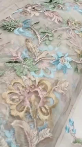 Bahan kain tulle bordir bunga garden