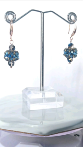 [D.T.C Crystals] Handmade Metallic Blue Lantern with Swarovski Crystals Earrings