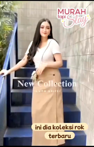 NAYA Luna Skirt | Rok Panjang Wanita Katun Combed Stretch | Semi A-Line Korean Style