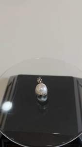 จี้มุกน้ำจืด มุกแท้ ตัวเรือนเงิน 925 ประดับเพชรสังเคราะห สวยหรู