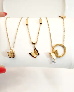 Kalung Titanium Kupu-Kupu Anti Karat Xds1902a