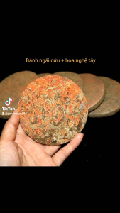 01 Bánh tắm ngải cứu ngâm chân thảo dược. Bánh ngải cứu khô hoa nghệ tây tắm gội xông