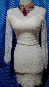 MINI DRESS GAUN PESTA BRUKAT BODYCON PUTIH BODY 311