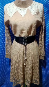 MIDI DRESS GAUN PESTA BRUKAT BROWN(DONG Y. Z. X) 318