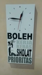 Jam dinding motivasi + baterai pakai kaca