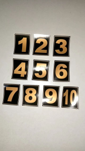 Stiker Nomor 1 sampai 10 Ukuran 4x3 cm Bahan Vinyl Glossy Waterproof Stiker Nomor Kost Nomor Pintu Nomor Kamar Nomor Ruangan Nomor Loker Nomor Inventaris Nomor Rak Nomer Urut